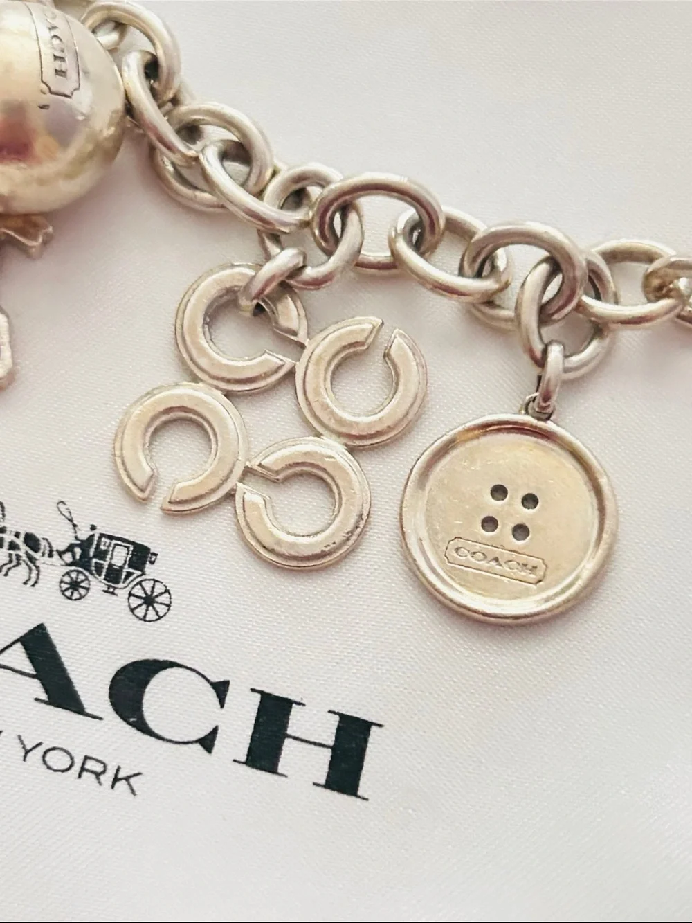 RARE Coach 1941 925 Sterling Silver Charm Bracelet